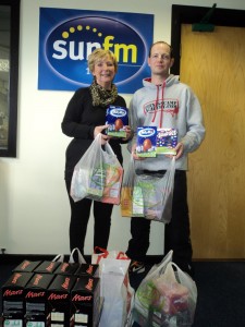Helen Edmondson MD of Sun FM and Martin Whitaker email 225x300 - Fitness Clients enjoy their Easter eggs the sin-free way!!