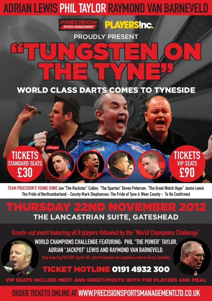 tungstenonthetyne 723x1024 - World Class Darts Comes To The North East, 22nd November 2012