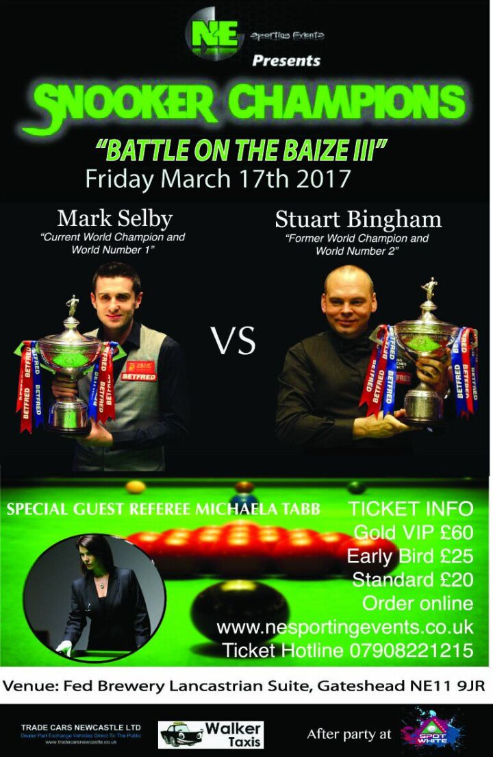 Snooker Champions Battle For One Night Gateshead 17th March